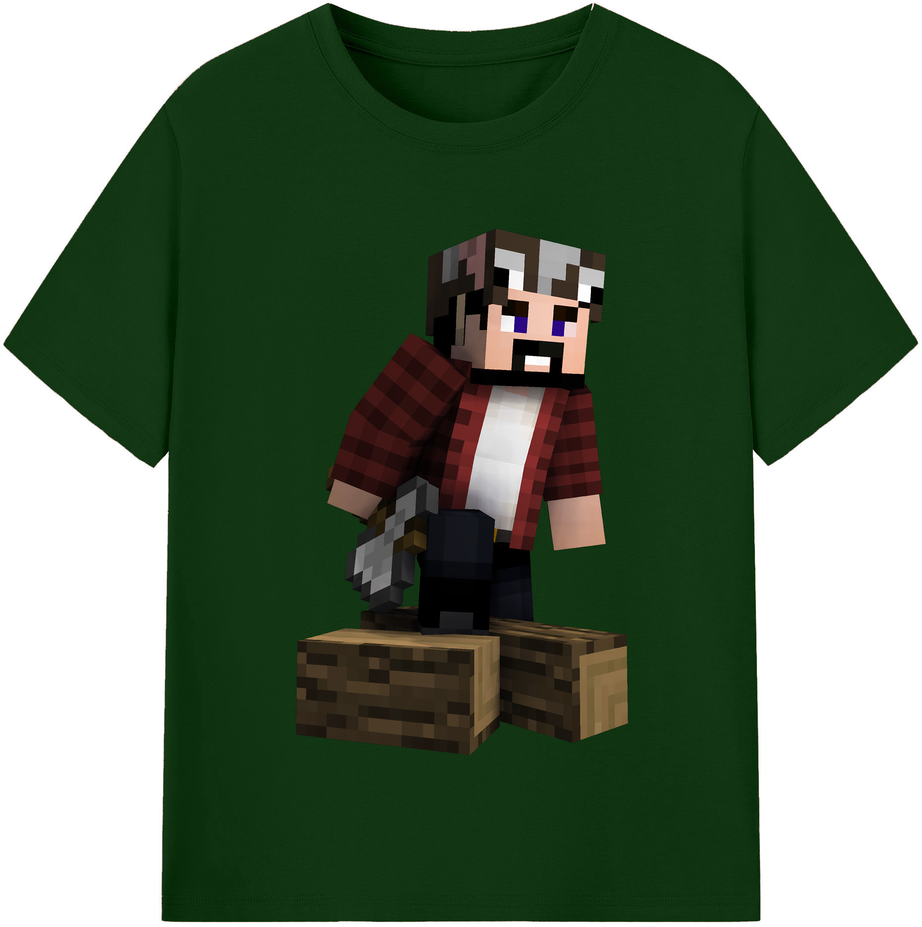 （画像用） マインクラフト ブロックの世界 Minecraft MC Block world 綿100％半袖Tシャツ（フロントプリント）